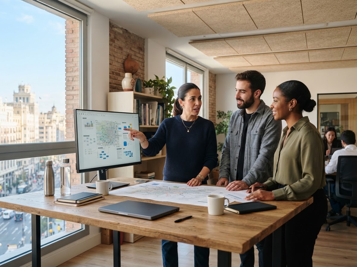 Alzora Invyra equipo revisando el panel de datos y verificación de resultados